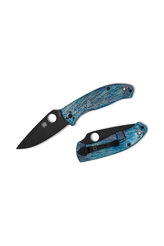Spyderco Tenacious Blue Tı Black D2 Plainedge Kamp Çakı Çok Renkli