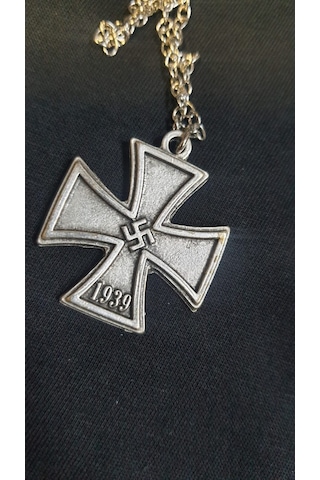 Swastika Cross Antik Kolye Gümüş
