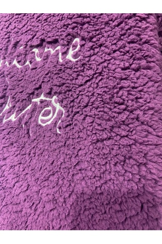 Rukod Kadın Uzun Kollu Kalın Mor Renk Peluş Bisiklet Yaka Pijama Takımı Mor
