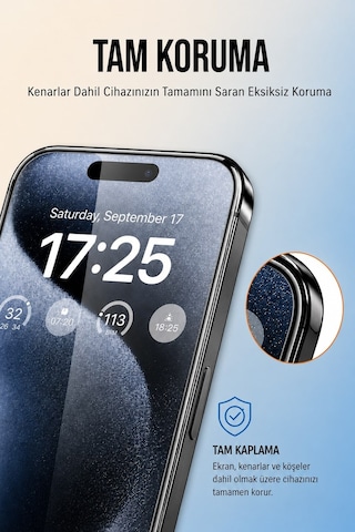 Apple Uyumlu iPhone 17 Pro Max Hayalet Ekran Koruyucu % 100 Cam Temperli Kolay Kurulum Aparatlı