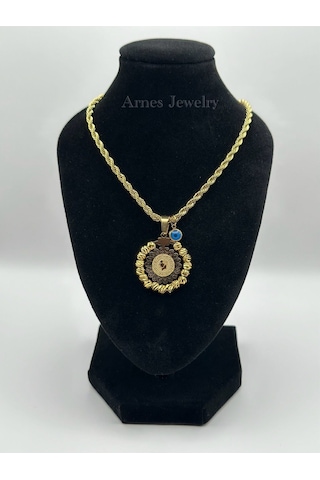 Arnes Jewelry Çelik Dorikalı Çeyrekli Kolye Gold