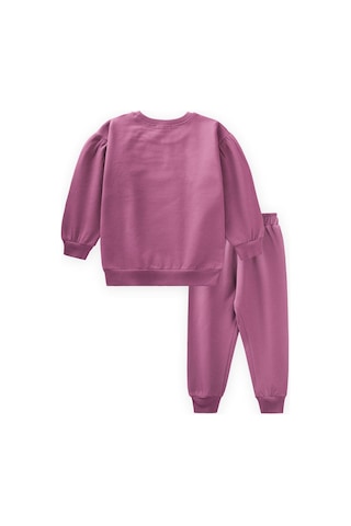 Cigit Etiket Detaylı Sweatshirt Takım 1-7 Yaş Fuşya Fuşya