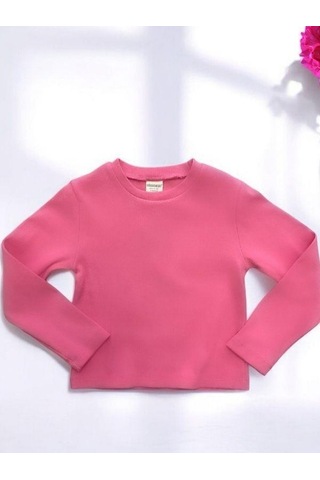 Kız Çocuk Pamuklu Kaşkorse Crop Bluz-15213 Fuşya