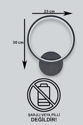 Aura Siyah Renk Gün Işığı Ledli Hol Banyo Mutfak Duvar Aplik Siyah