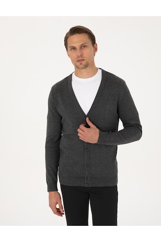 Pierre Cardin Erkek Koyu Gri Melanj Hırka Triko 50317330-vr128 Koyu Gri Melanj