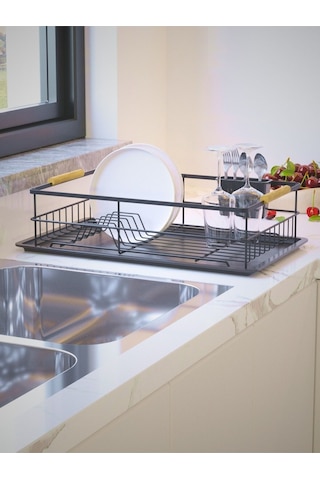 Suntel Bulaşıklık Tabaklık Tezgah Üstü Bulaşıklık Bulaşıklık Sepeti Bulaşık Kurutmalık Paslanmaz Siyah