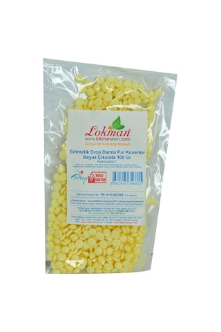 LokmanAVM Beyaz Çikolata Eritmelik Drop Damla Pul Kuvertür 100 G