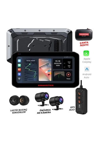 Knmaster Motoplay 2000 6.25 2k Çift Kameralı Kablosuz Carplay