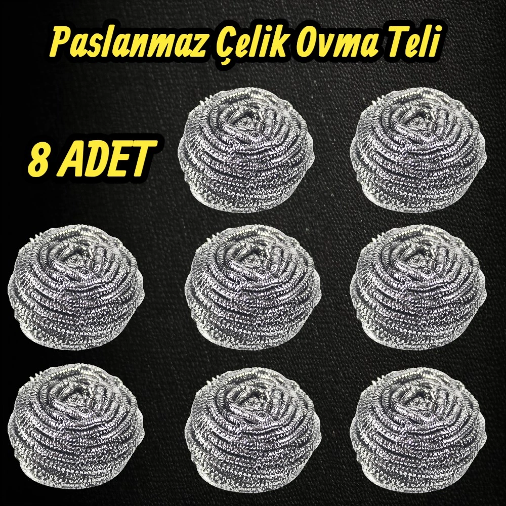 Technow %100 Paslanmaz Çelik Sürtme Bulaşık Ovma Teli 8 Adet