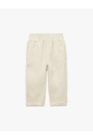 Koton Pamuklu Oversize Beli Lastikli Pantolon Ekru 5smb40050tw Ekru