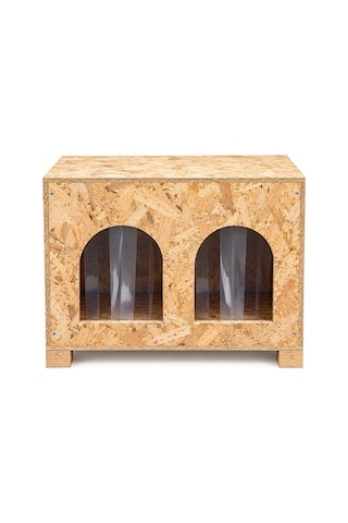 Reyo 2 Bölmeli Yetişkin Kedi Evi, Kedi Barınağı, Sokak Hayvanları İçin Kedi Barınağı, Kedi Yuvası, Rüzgar ve Soğuğa Dayanıklı Ahşap 61x41x36 cm CAT50