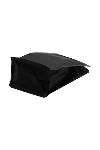 Packtory Flat Bottom Düz Tabanlı Mat Siyah Önden Kilitli Ambalaj 11,5X21,5+4 cm.250 Gr.-50 Adet