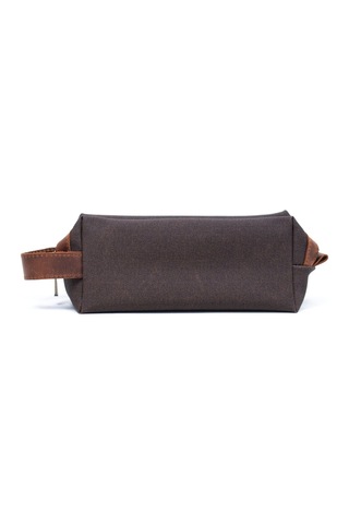 Gillario Design 06 Unisex Suni Kanvas+deri Mürdüm-taba Eskitme Dopp Kit