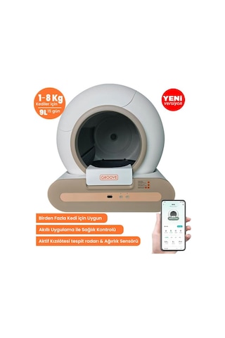 Groove Ti+wi-fi Akıllı Otomatik Kedi Tuvaleti Kahverengi + Petfit Autodine X Plus 5l Wi-fi Kameralı Akıllı Otomatik Mama Kabı Besleme Ünitesi Bundle