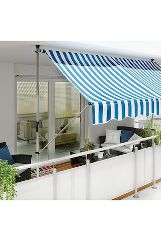 Teleskopik Tente Mavi-Beyaz 300x130 cm