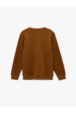 Koton Regular Fit Uzun Kollu Şardonlu Bisiklet Yaka Basic Baskılı Sweatshirt Hardal 6sam70046mk Hardal