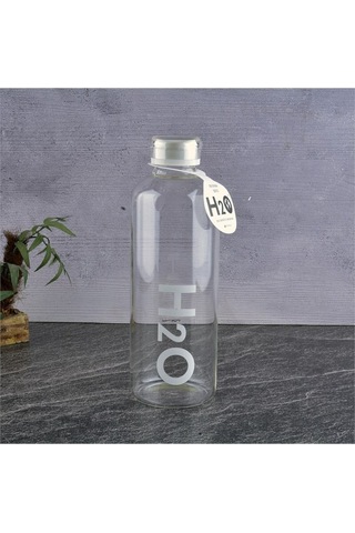 H2o Yazılı Borosilikat Cam Matara Beyaz - H2o Borosilikat Cam 1 Litre Matara Beyaz Beyaz