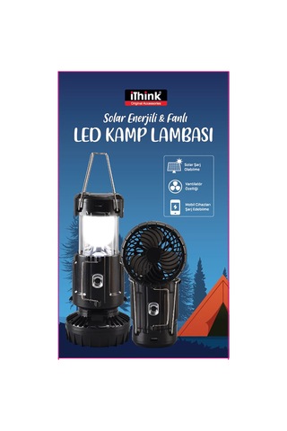 İ'think Solar Enerjili Ve Fanlı Led Kamp Lambası Açık Beyaz