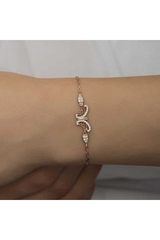 Blackcraft 925 Ayar Gümüş Rose Kelebek Kadın Bileklik Bc-801beb