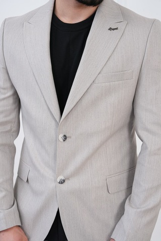 Dupont Classics Dupont Keten Slim Fit 6 Drop Sivri Yaka Çift Yırtmaçlı Erkek Blazer Ceket Metalik