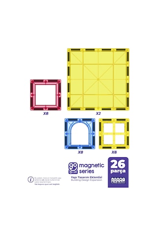 Go Magnetic Series 26 Parça Yapı Tasarım Eklentisi - Mıknatıslı Manyetik Bloklar