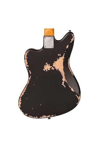 Vintage V65 Icon Vibrato Elektro Gitar - Distressed Black
