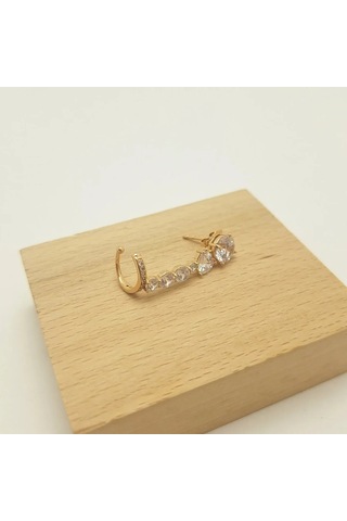 Su Yolu Kıstırmalı Çelik Kıkırdak Küpe Gold