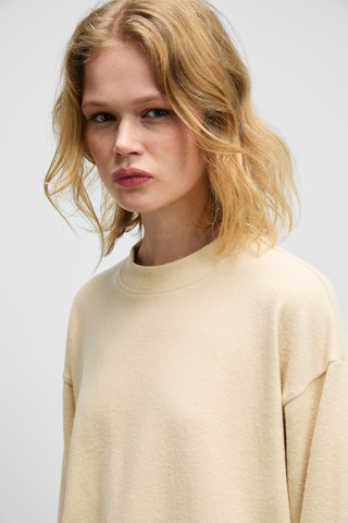 ETHIQUET ZEPHIRA Kadın Yumuşak Ve Esnek Kumaşlı Yuvarlak Yakalı Vizon Sweatshirt