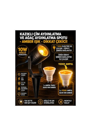 220v Amber Kazıklı Çim Ve Ağaç Aydınlatma Spotu,çim Spotu,bahçe Lambası,dış Mekan Aydınlatma,modern Spot Lamba Bahçe Dekor Lambası,ağaç, Çim Ve Peyzaj Aydınlatma Armatürü Amber