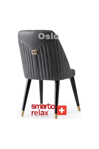 Smarto Relax Oslo 2'li Yemek Masası Sandalye Seti - Ahşap Ayaklı, Siyah Kumaş Gri