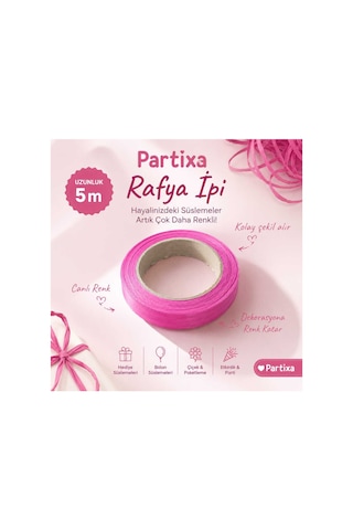 Pembe Rafya İpi - Balon Bağlama Ve Hediye Paketi Süsleme İpi 1 Rulo 5 Metre
