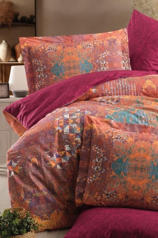 Heritage Dijital Ranforce Çift Kişilik Nevresim Takımı Opulent Bordo