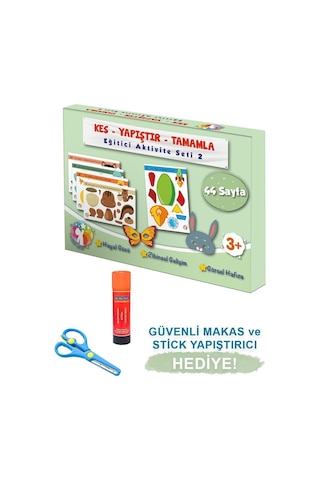 Kes-yapıştır-tamamla Eğitici Aktivite Set 2 , Okul Öncesi Makaslı Etkinlik Seti 2