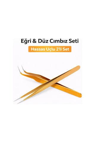 Senbang Eğri Ve Düz Hassas Uçlu Profesyonel Cımbız Seti 2'li