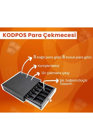 Kodpos 5 Bölme Metal Para Çekmecesi