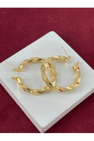 Örme Gold Halka Küpe Gold