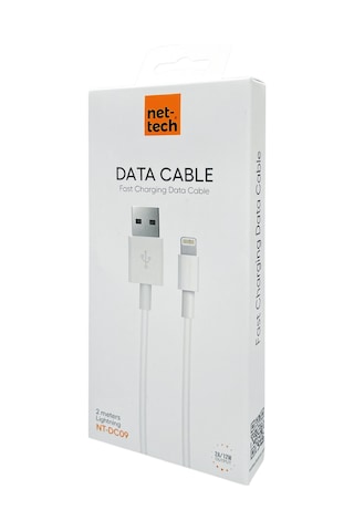 Nettech Nt-dc09 2.4a Plastik 200 Cm Lightning Şarj Ve Data Kablosu Beyaz
