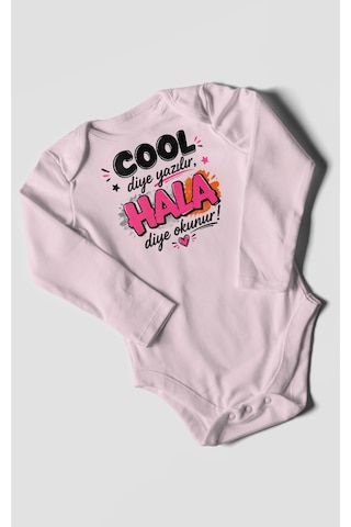 Morivokids Cool Diye Yazılır Hala Diye Okunur Uzun Kollu Bebek Body %100 Pamuk Bebe Pembe