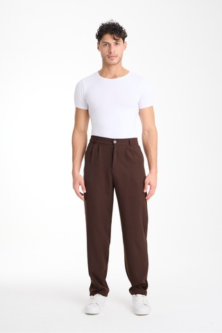 Gugus Erkek Baggy İthal Kumaş Pantolon Kahverengi