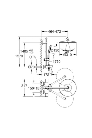 Rainshower Smartactive 310 Duvara Monte Termostatik Banyo Bataryalı Duş Sistemi - 26657000 Diğer