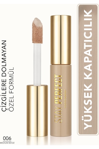 Flormar Stay Perfect Yüksek Pigmentli & Yarı Mat Bitişli Likit Kapatıcı 006 Medium Beige
