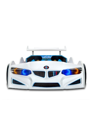 Gt1 - Bazalı Arabalı Yatak - Kumandalı, Sesli, Beyaz Tek Kişilik