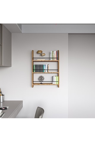 Alpa Ev Mobilya 3 Katlı Duvar Rafı, Çok Amaçlı Ahşap Kitaplık, Mutfak Banyo Montessori Ünitesi Atlantik Çam