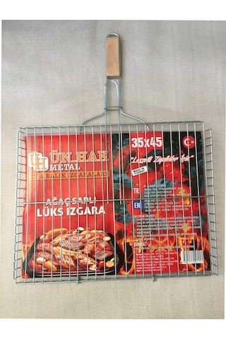 Ahşap Saplı Tel Izgara-Mangal Izgarası-En Büyük Boy 35 Cm x 45 Cm