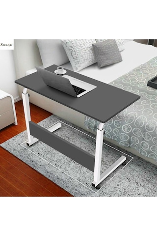 Yükseklik Ayarlı Çalışma Masası - Antrasit Beyaz Tekerli 80x40 Antrasit - Beyaz