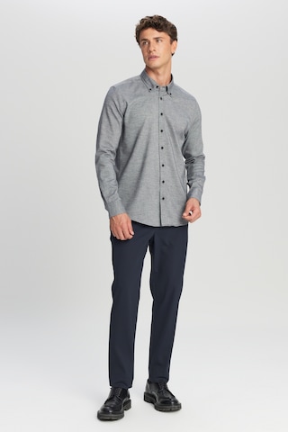 Premıum Altınyıldız Erkek Antrasıt %100 Pamuk Slim Fit Dar Kesim Düğmeli Yaka Diagonal Desenli Flanel Gömlek Antrasit