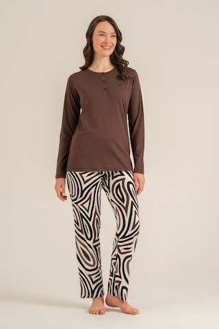 Pierre Cardin 9281 Modal Uzun Kol Kadın Pijama Takımı Kahverengi