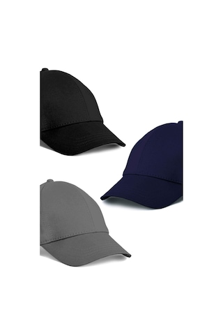Unisex 3'lü Set Siyah,gri Ve Lacivert Renk Beyzbol Şapka - Unisex Lacivert - Gri