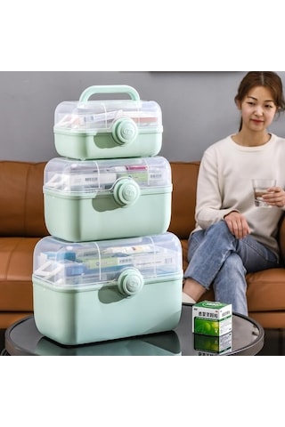 Novahub Yeşil Aile Hekimliği Organizatör Kutusu, Taşınabilir İlk Yardım Çantası, İlaç Saklama Kabı, Aile Acil Durum Kiti, Büyük Kapasiteli, L Boyutu Yeşil