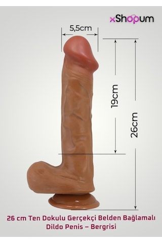 XShopum 26 Cm Ten Dokulu Gerçekçi Belden Bağlamalı Dildo Penis Bergrisi